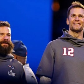 Former Patriots players Julian Edelman and Tom Brady