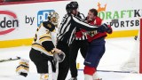 Boston Bruins goaltender Linus Ullmark, Florida Panthers left wing Matthew Tkachuk