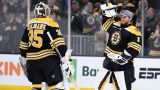 Boston Bruins goaltender Jeremy Swayman, goaltender Linus Ullmark