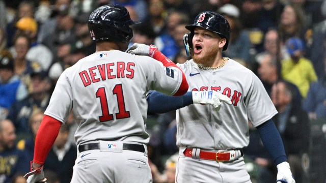 Boston Red Sox third baseman Rafael Devers and outfielder Alex Verdugo