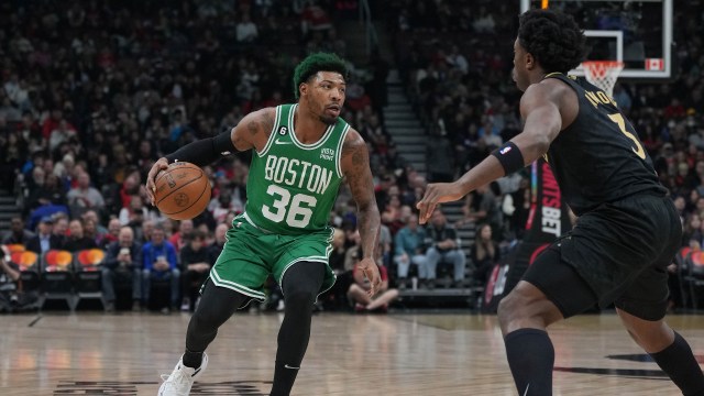 Boston Celtics guard Marcus Smart, Toronto Raptors forward O.G. Anunoby