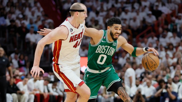 Boston Celtics forward Jayson Tatum, Miami Heat center Cody Zeller