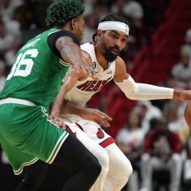 Miami Heat guard Gabe Vincent, Boston Celtics guard Marcus Smart