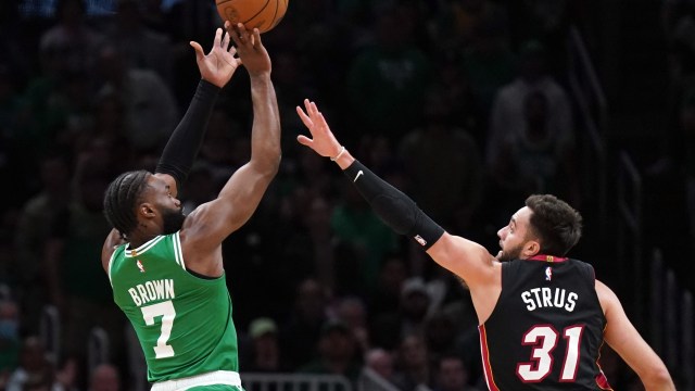 Boston Celtics guard Jaylen Brown, Miami Heat guard Max Strus