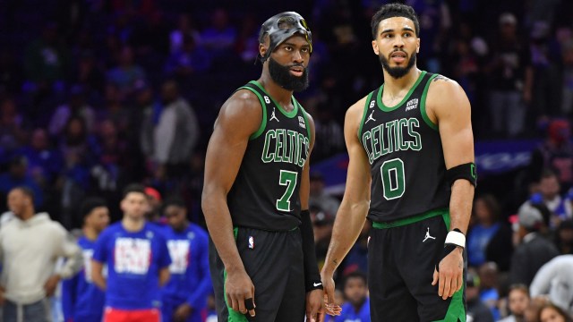 Boston Celtics forwards Jaylen Brown and Jayson Tatum
