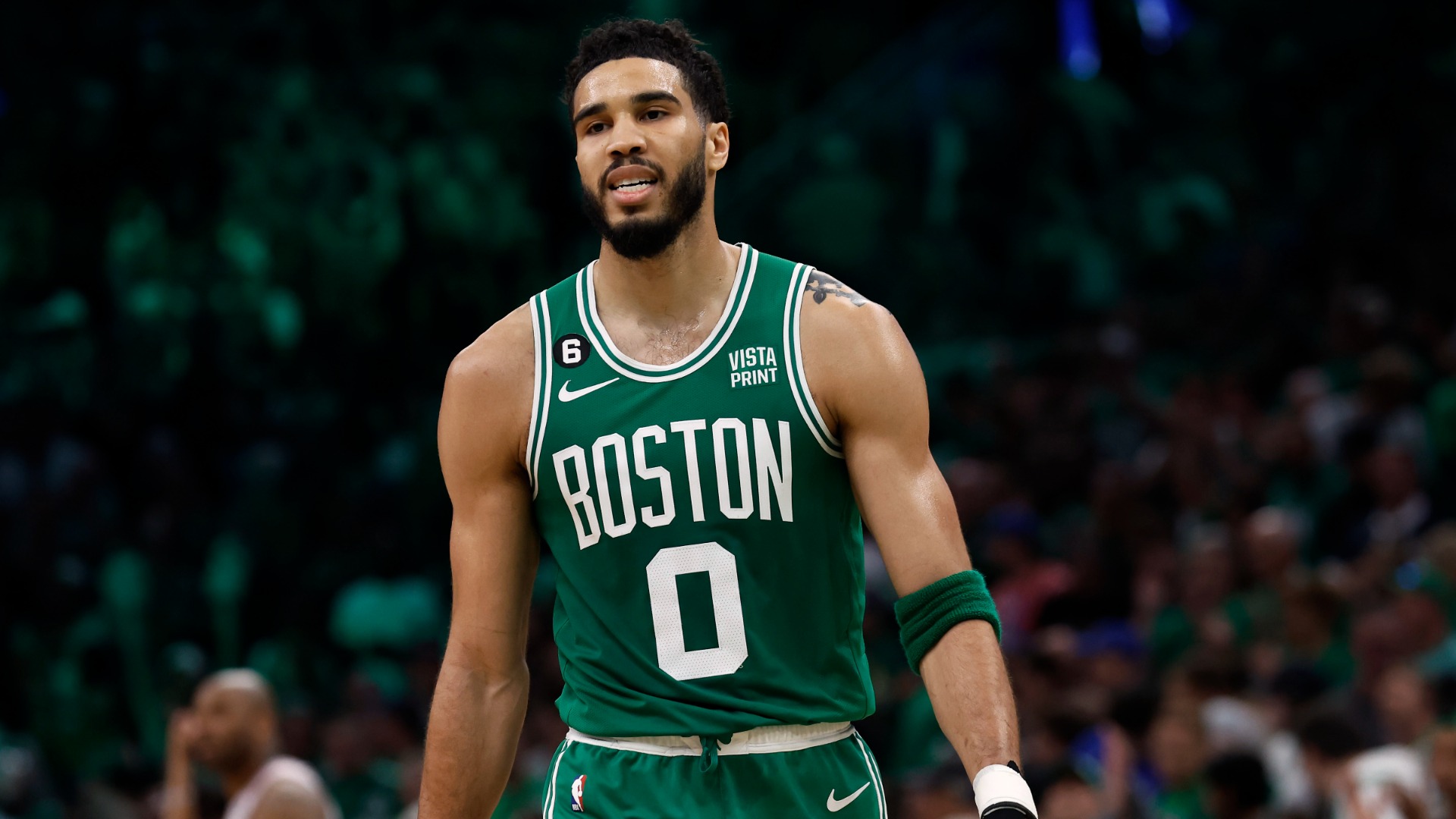 Download Jayson Tatum Back Jersey Number Zero Wallpaper