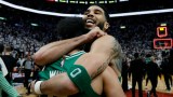 Boston Celtics teammates Derrick White and Jayson Tatum