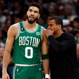 Boston Celtics forward Jayson Tatum, head coach Joe Mazzulla