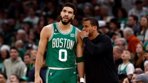 Boston Celtics forward Jayson Tatum, head coach Joe Mazzulla