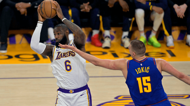 Los Angeles Lakers forward LeBron James and Denver Nuggets center Nikola Jokic