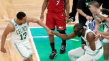 Boston Celtics guard Jaylen Brown, guard Malcolm Brogdon