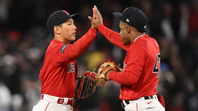 Boston Red Sox outfielder Masataka Yoshida and infielder Enmanuel Valdez