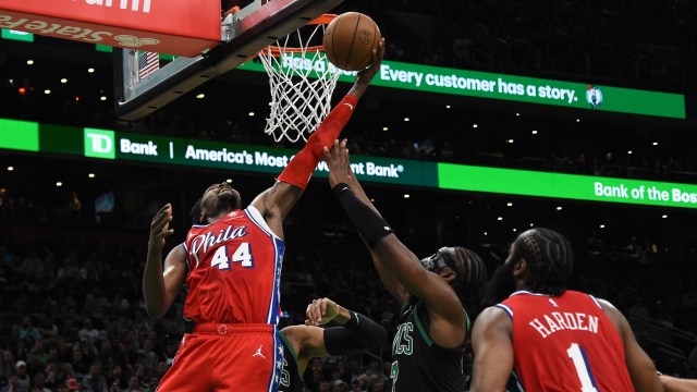 Philadelphia 76ers forward Paul Reed and Boston Celtics guard Jaylen Brown