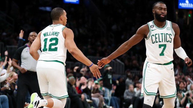 Boston Celtics forward Grant Williams, guard Jaylen Brown