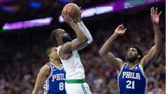 Boston Celtics guard Jaylen Brown, Philadelphia 76ers center Joel Embiid