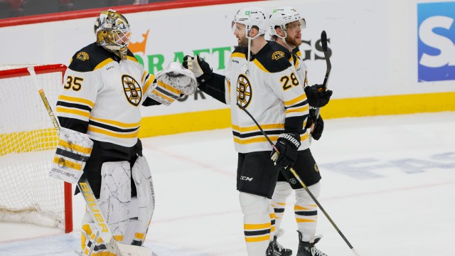 Boston Bruins goalie Linus Ullmark, defenseman Derek Forbort