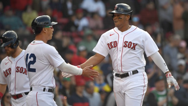 Boston Red Sox third baseman Rafael Devers, outfielder Rob Refsnyder