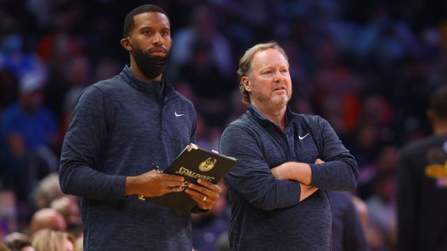 Boston Celtics assistant coach Charles Lee and NBA coach Mike Budenholzer