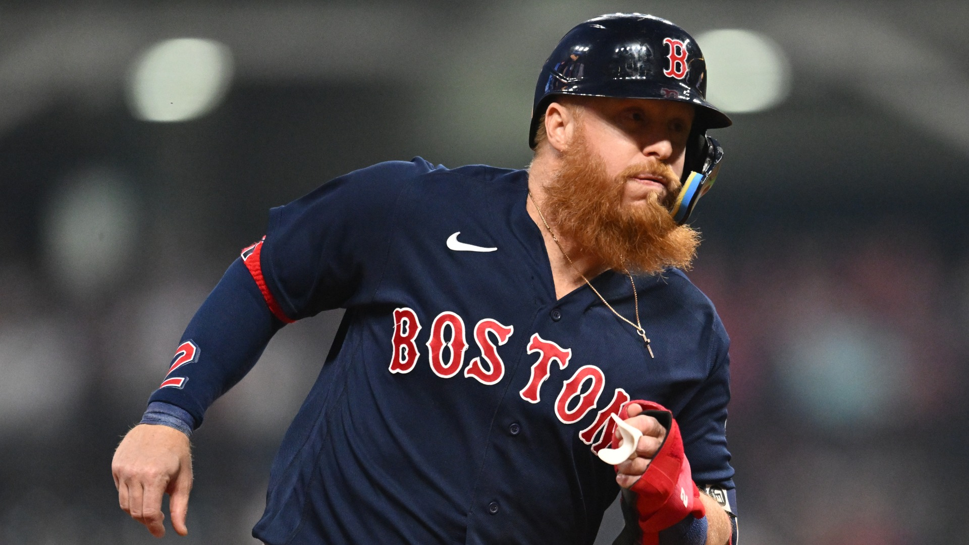 A view of the jersey of Justin Turner of the Boston Red Sox during