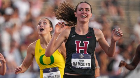 Harvard's Maia Ramsden crossing finish line