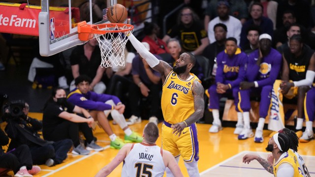 Los Angeles Lakers forward LeBron James, Denver Nuggets center Nikola Jokic