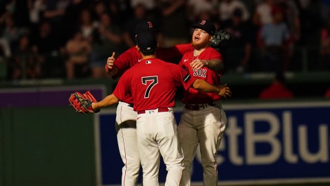 Boston Red Sox outfielders Alex Verdugo and Masataka Yoshida