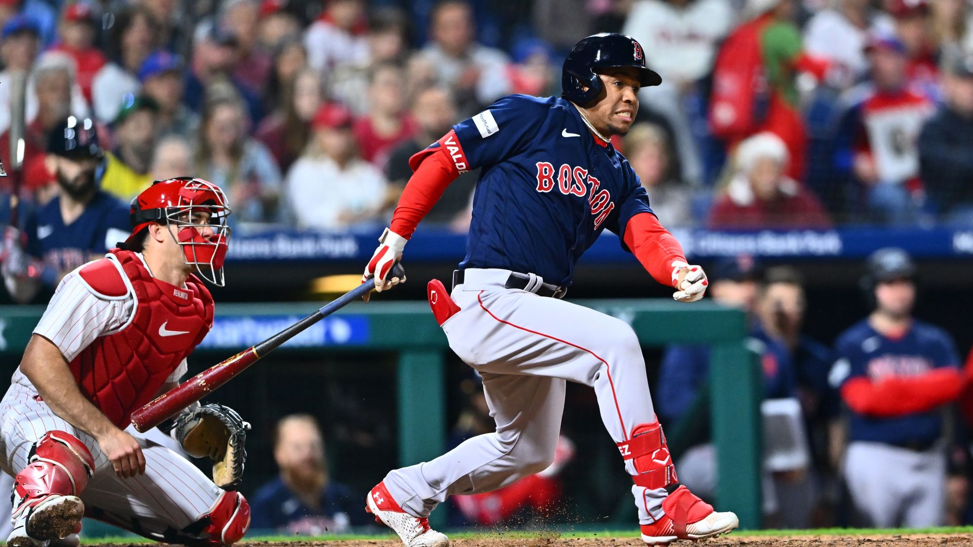 Boston Red Sox's Enmanuel Valdez plays against the Toronto Blue