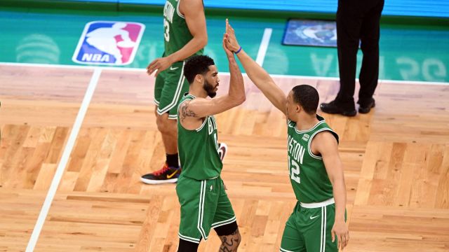 Boston Celtics forward Jayson Tatum and Dallas Mavericks forward Grant Williams