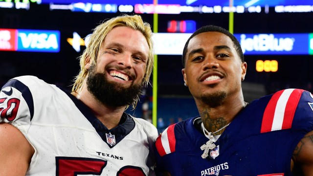 Houston Texans pass rusher Chase Winovich and New England Patriots wide receiver Kendrick Perkins
