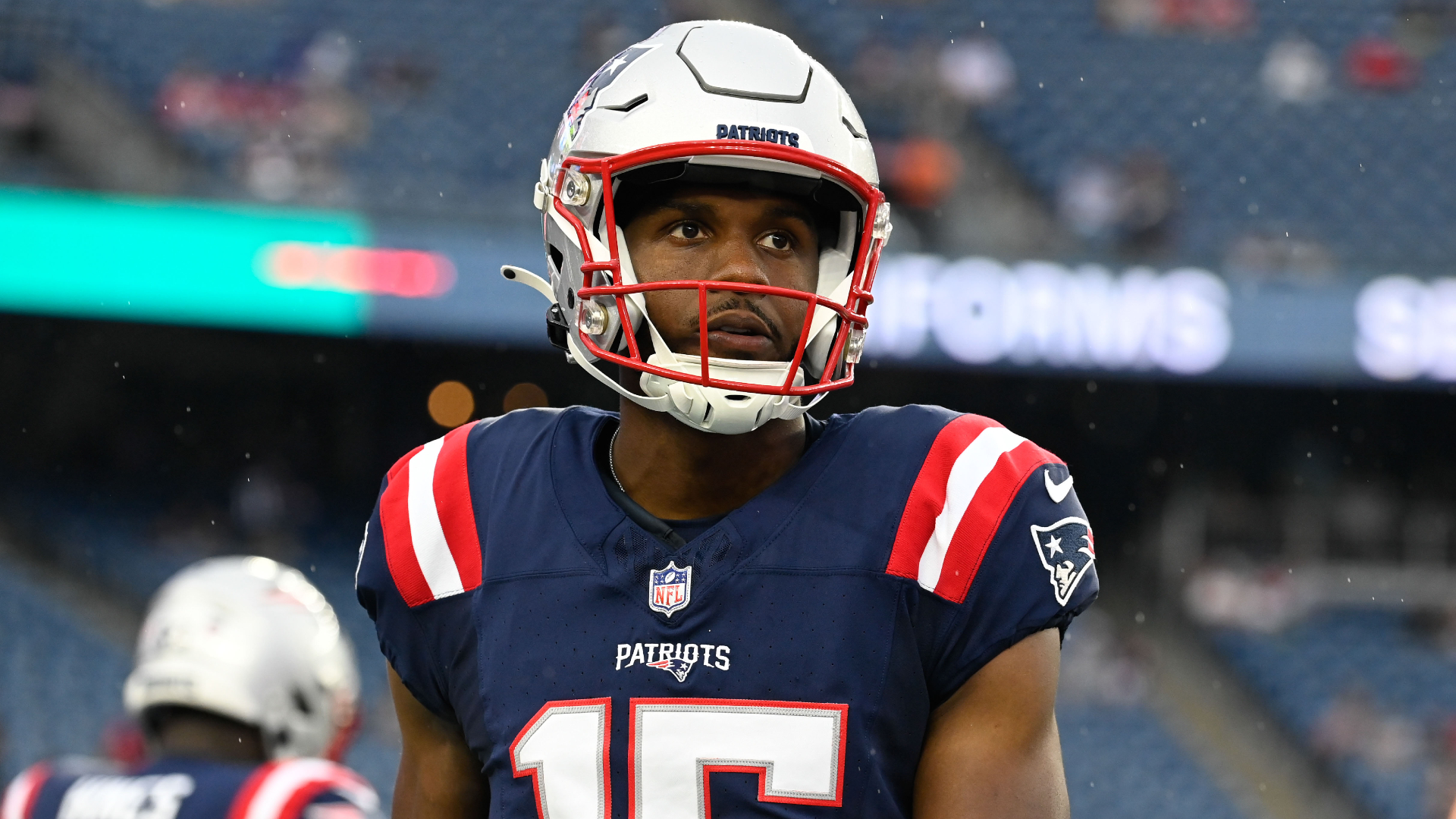 New England Patriots punter Bryce Baringer (17) warms up before an NFL  football game against the Miami Dolphins, Sunday, Sept. 17, 2023, in  Foxborough, Mass. (AP Photo/Steven Senne Stock Photo - Alamy