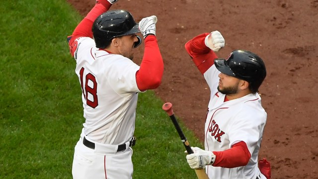 Boston Red Sox outfielders Adam Duvall and Wilyer Abreu
