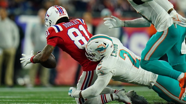 New England Patriots wide receiver Demario Douglas and Miami Dolphins linebacker Bradley Chubb