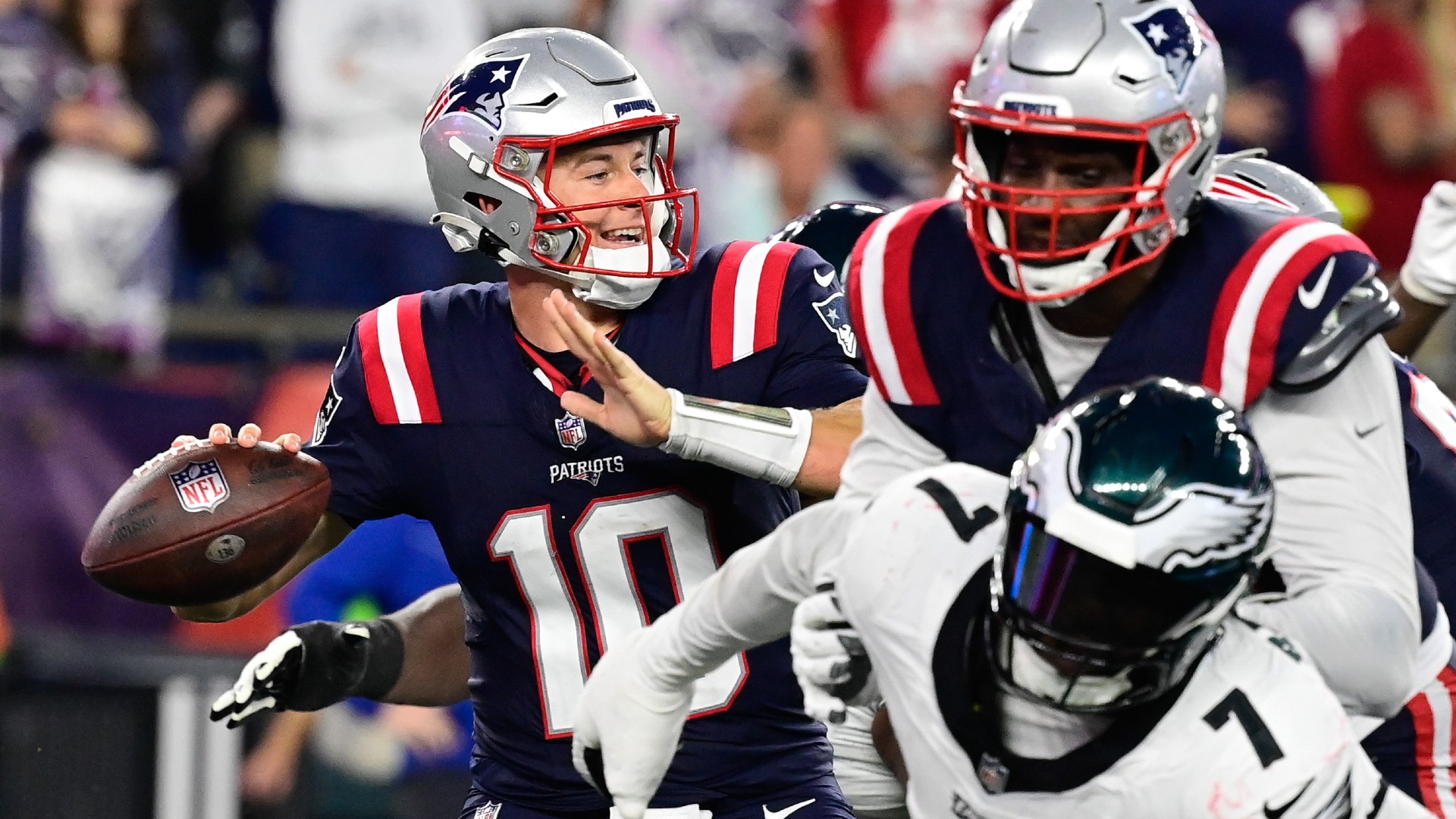 New England Patriots Mac Jones Throws Pick 6; Early 16-0 Deficit vs. Eagles  - Sports Illustrated New England Patriots News, Analysis and More