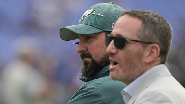 Philadelphia Eagles assistant coach Matt Patricia and general manager Howie Roseman