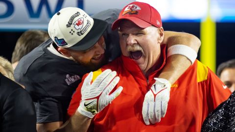 Kansas City Chiefs tight end Travis Kelce and head coach Andy Reid