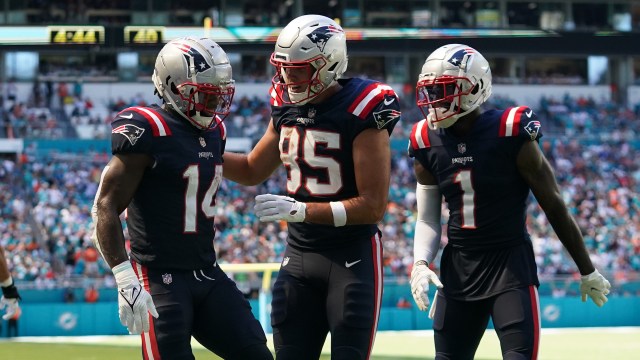 New England Patriots running back Ty Montgomery, tight end Hunter Henry and wide receiver DeVante Parker