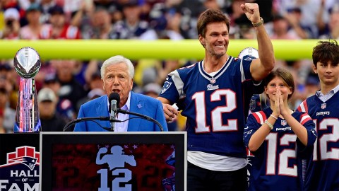 Former New England Patriots quarterback Tom Brady and New England Patriots owner Robert Kraft
