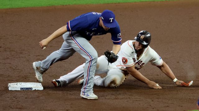 Texas Rangers shortstop Corey Seager and Houston Astros first baseman Jose Abreu