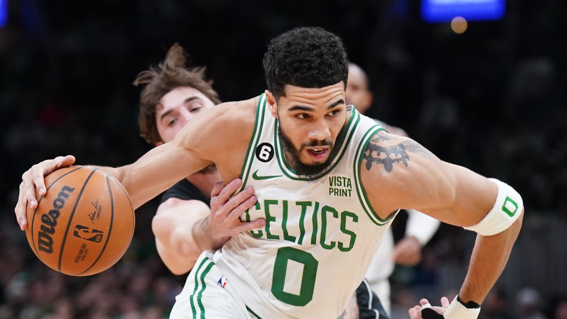 Download Jayson Tatum Black Green White Jersey Wallpaper