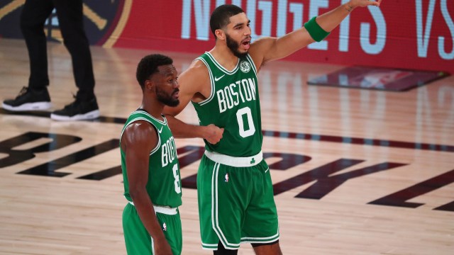 Former NBA guard Kemba Walker and Boston Celtics star Jayson Tatum
