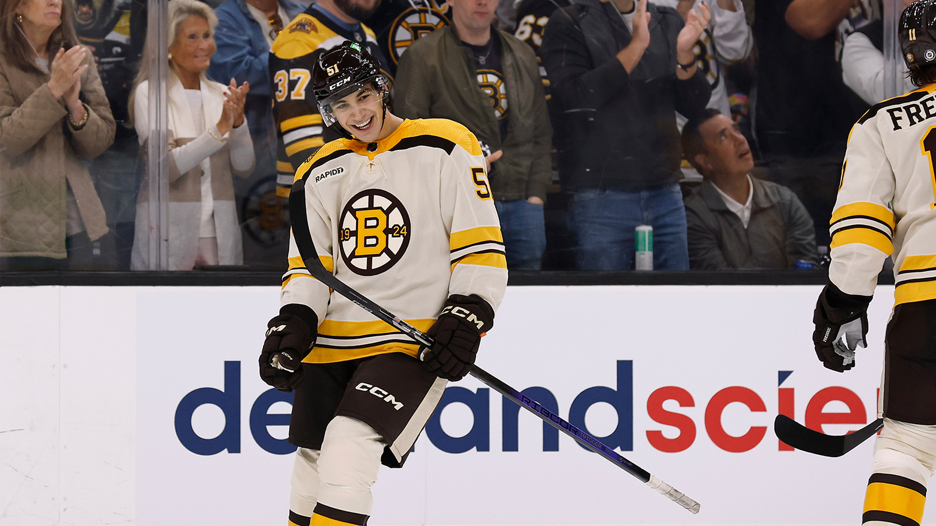 Hear From Bruins Rookie Matt Poitras After Scoring First Career Point