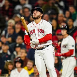 Christian Vázquez was on the field readying for the Red Sox' game