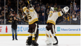 Boston Bruins goaltenders Linus Ullmark, Jeremy Swayman