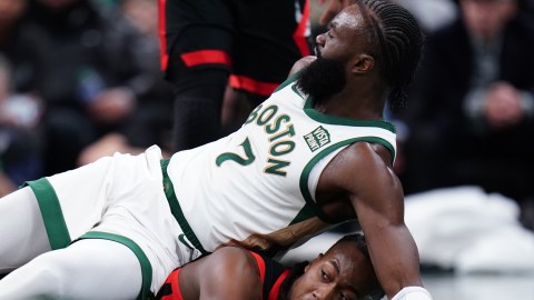 Boston Celtics guard Jaylen Brown and Chicago Bulls guard Ayo Dosunmu