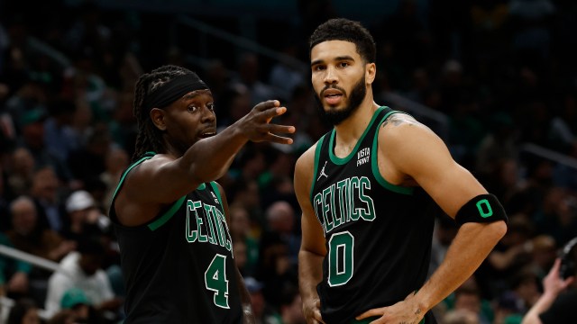 Boston Celtics teammates Jrue Holiday and Jayson Tatum