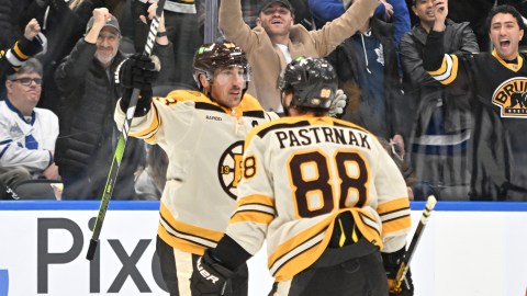 Boston Bruins teammates Brad Marchand and David Pastrnak