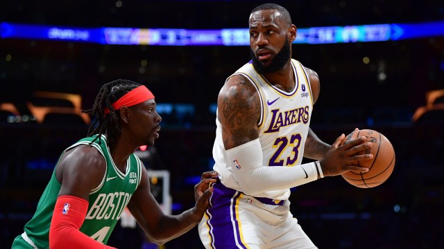 Boston Celtics guard Jrue Holiday and Los Angeles Lakers superstar LeBron James