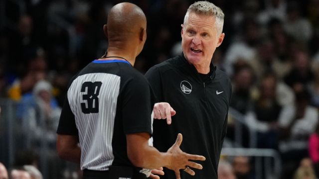 NBA referee Michael Smith and Golden State Warriors head coach Steve Kerr