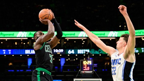 Boston Celtics guard Jaylen Brown, Orlando Magic forward Franz Wagner