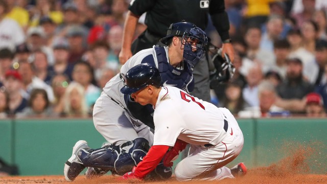 Boston Red Sox left fielder Masataka Yoshida, New York Yankees catcher Kyle Higashioka
